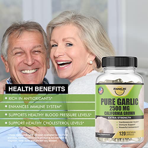 Happi Mi Nutrition Garlic Capsules 2500Mg - Made With Organic Garlic Bulbs, California Us Grown - Natural Immune Support Supplement 40 Day Supply thumb #3