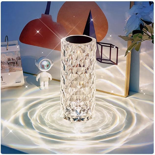 Acrylic Desk Lamp, Dimmable Table Lamp, 3 Mode Reading Light, Night Light for Bedroom, Short Rose Shaped