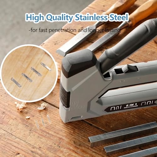 Image of Heavy Duty T-50 304 Stainless Steel Staples 2184-Count 5 Sizes | Sizes: 1 /4 inch, 5 /16 inch, 3 /8 inch, 1 /2 inch, 9 /16 inch Assorted Size Project Pack fit Pneumatic & Electric T50 Stapler for Outdoor Decoration