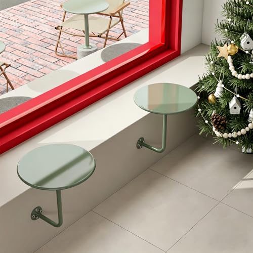 Mesa auxiliar pequeña de hierro redonda verde suspendida para tienda de postres 3