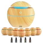 LKH Essential Oil Diffuser & Humidifier 130ML - Aromatherapy Diffuser with 5 Oils - USB Powered LED Mood Light - Humidifier for Home & Diffusers for Office, Bedroom - Easy to Fill & Clean