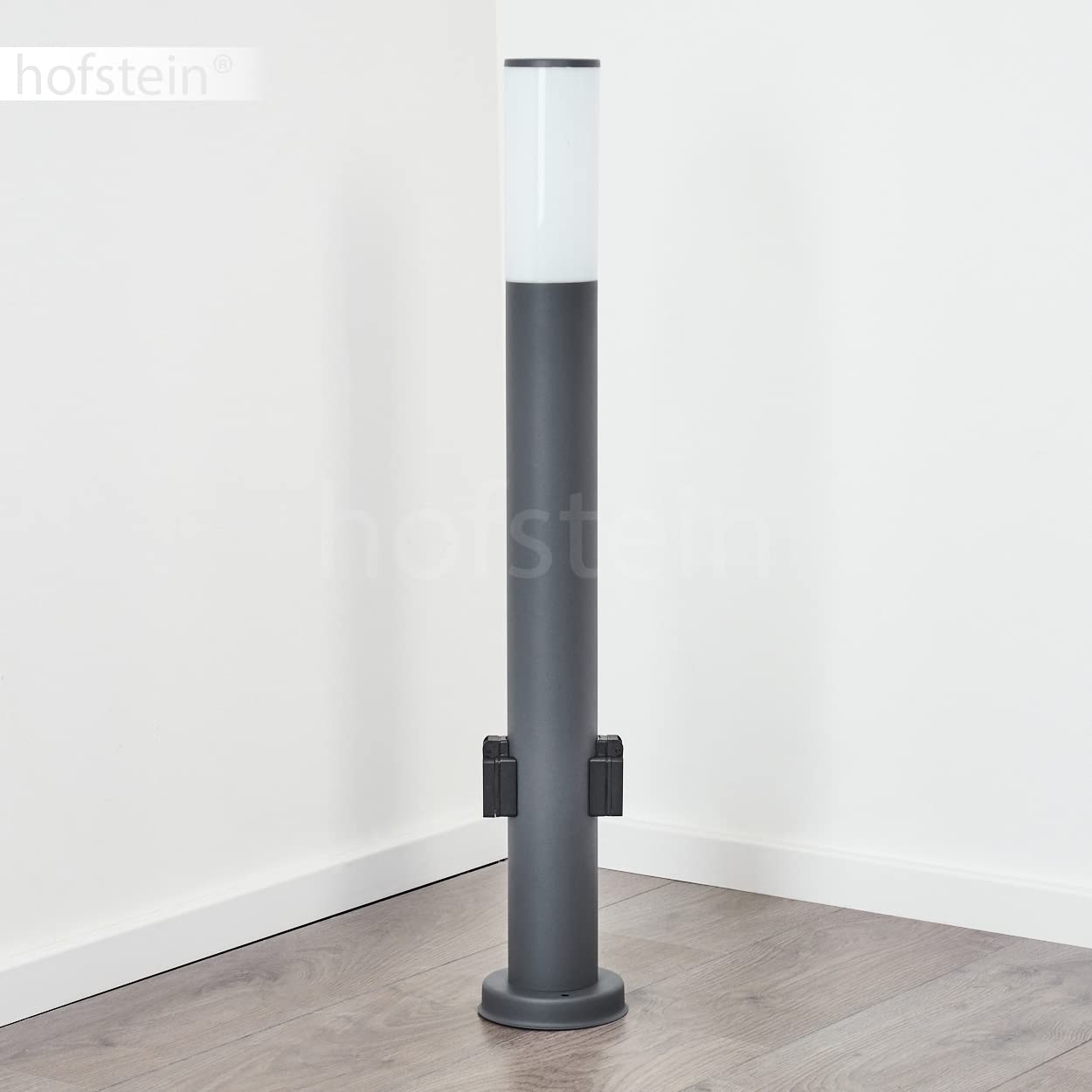 Lampada per sentiero da esterno Caserta con 2 prese, lampada moderna con base in metallo/plastica in antracite/bianco, 80cm, lampada da giardino, E27, illuminazione da giardino IP44, senza lampadina/e