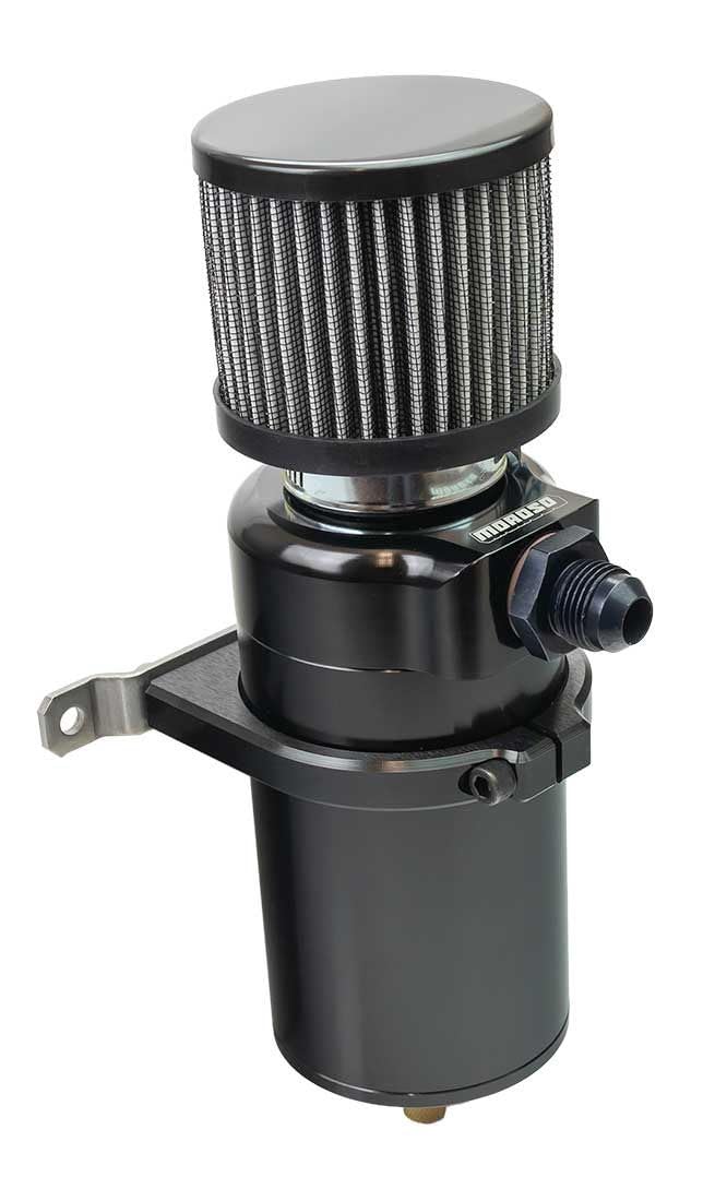Moroso 85410 Billet Breather Tank Catch Can, Single Inlet, #8AN Male