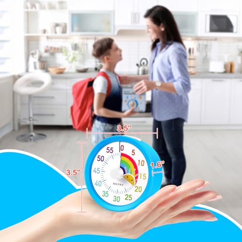 Secura 60-Minute Visual Timer with Rainbow Pattern, Classroom Timer for Kids and Adults, Time Management Tool with Pause Function (Blue & Sun) by Secura - Image 7