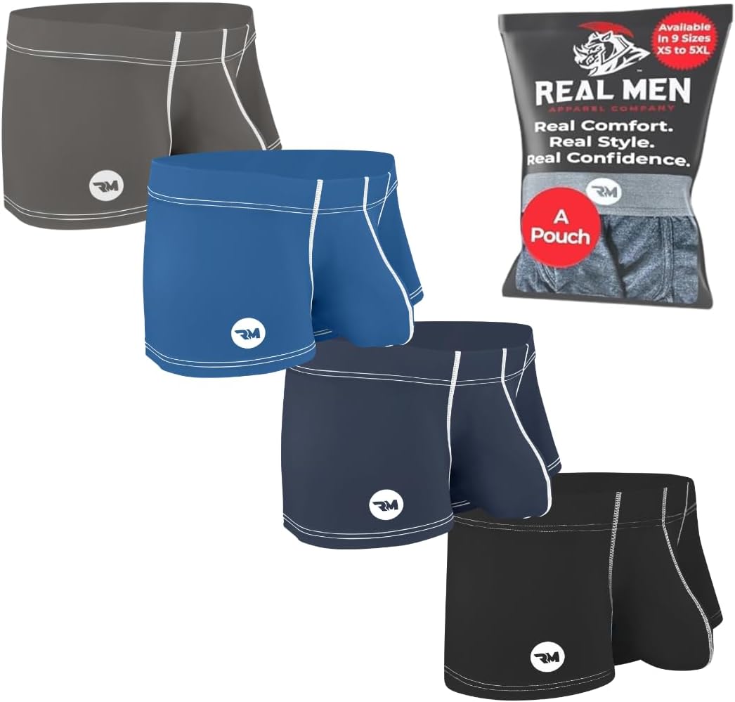 Real Men Pouch Boxer Briefs 3 Inch Inseam - Nylon Ice Silk - ABCD Custom Pouch Size - Waist XS-5XL