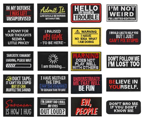 Paquete de 20 parches divertidos con refranes, emblema táctico de moral divertida para motociclista, bordado de gancho y bucle, insignia para ropa, chaquetas, mochilas, sombreros, chalecos, uniformes