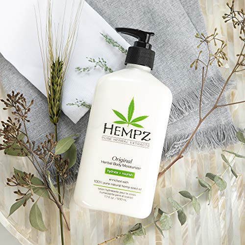 Original, Natural Hemp Seed Oil Body Moisturizer with Shea Butter and Ginseng, 17 Fl Oz - Pure Herbal Skin Lotion for Dryness - Nourishing Vegan Body Cream in Floral and Banana