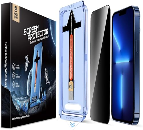 MAGIC JOHN 2 Pack for iPhone 13 Pro Max/iPhone 14 Plus 6.7 inch Privacy Glass Screen Protector Auto Dust-Elimination Installation Bubble Free Easy Installation Gifts for Mothers Day