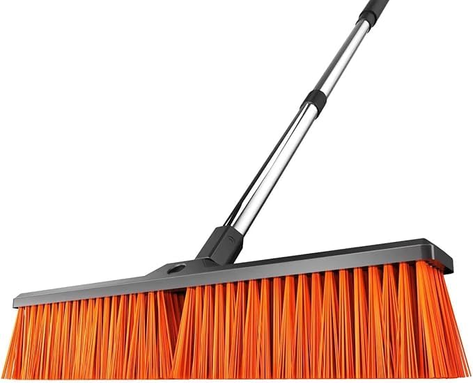 Garden Broom Outdoor Heavy Duty,Telescopic Long Handle with Stiff Bristles Concrete Brooms Floor Brush for Cleaning Scrubbing Driveway Yard Tile Garden Swimming Pool various rough surfaces