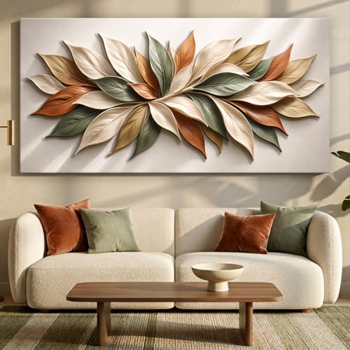TAILORED CANVASES Earthtone Petals Canvas Wall Art, Botanical Leaf Wall