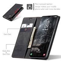 WJXEXRS Handyhülle für Samsung Galaxy A26 5G/4G Hülle, Premium Klapphülle Leder Schutzhülle Klappbar mit Kartenfach Ständer Magnet Handytasche Standfunktion Flip Case Lederhülle Galaxy A26 5G-Schwarz – Ansicht 7