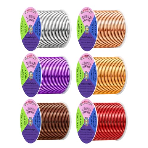Image of Mandala Crafts 13 GA Purple Brown Red Assorted Anodized Aluminum Craft Wire | 300 FT, Colored, Flexible, Bendable for Bonsai Armature Sculpting Wire Wrapping Jewelry Making, Weather & Tarnish Resistant