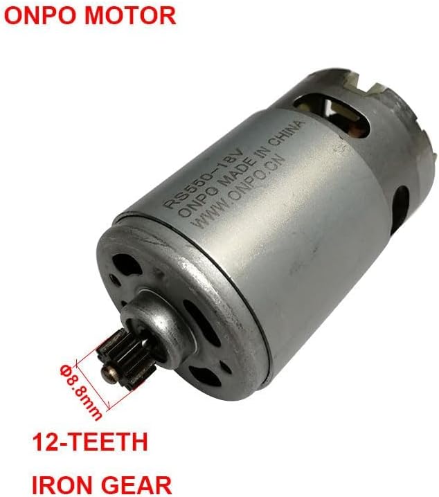 RS550 Motor 9 12 Teeth DC 9.6v 10.8v 12V 14.4V 16.8v 18V 21.6V 3.17mm Shaft for Cordless Charge Drill Screwdriver Accessories - (Speed(RPM): 18v 12Teeth 8.8mm)