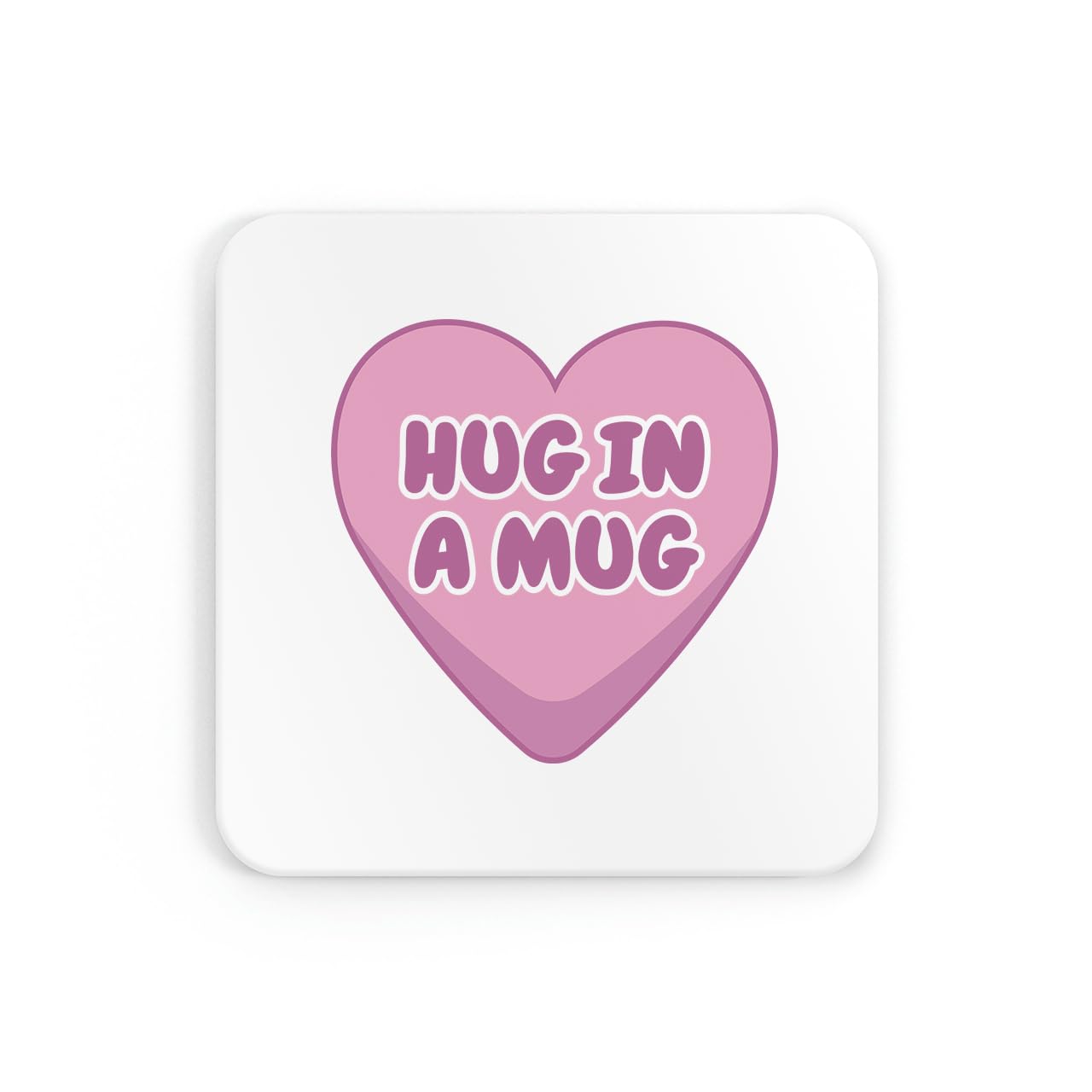 Hug in a mug pink heart coaster