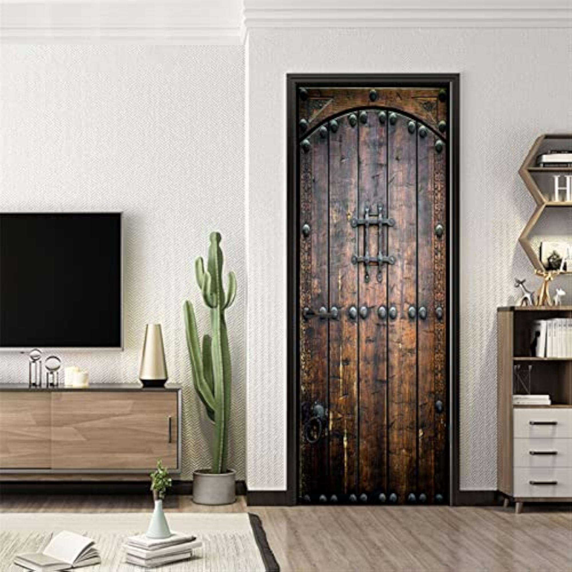 3D Door Wallpaper Wall Art Reusable Posters for Home Decor