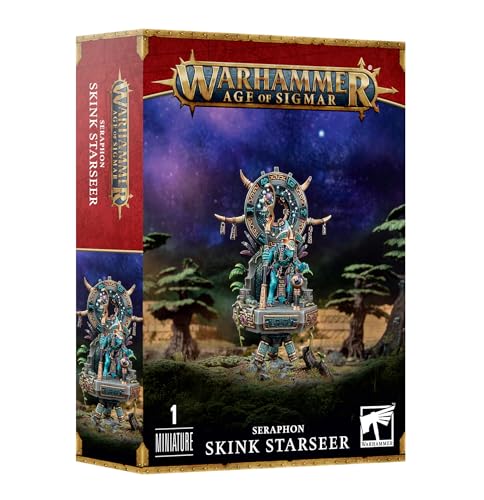 Warhammer Age of Sigmar Games Workshop Seraphon: Skink Starseer, Green, Blue, and Yellow