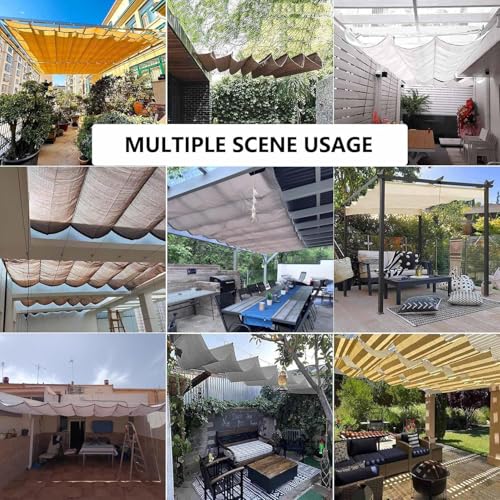 Voile d'ombrage rétractable imperméable 1.3x4M crème pour patio - 8