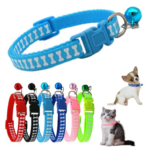 Small Puppy Collar with Bell, Soft Nylon Identification Royal Blue Dog Collars with Bells for XXS Xs Small Tiny Little Pet Cat Female Kitten Girls Boys Animal,Neck 7.5-12.5 Inch Royal Blue o