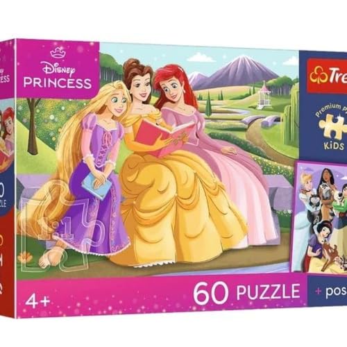 Trefl - Disney Princess, Krönenstärke - Puzzle 60 Elemente - Bunte Puzzles mit Helden Märchen, Sammler-Poster, Kreative Unterhaltung, Spaß für Kinder ab 4 Jahren