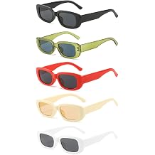 5-Pack Oval Sunglasses - Unisex Plastic Frame UV400 Glasses, Square & Rectangular Styles