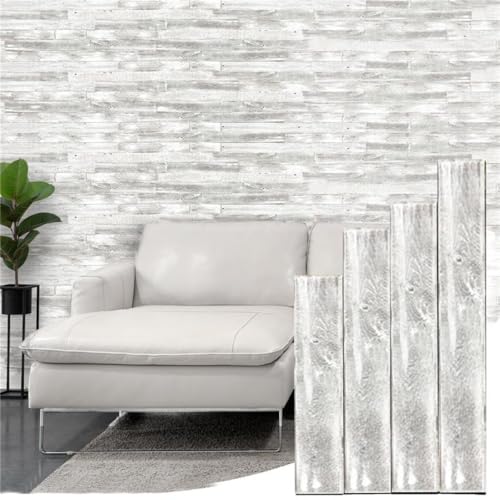 BARNWOODUSA Real Reclaimed Wood Planks - Easy Nail-Up Shiplap Panels for Rustic Wood Wall Paneling (White Wash, 8 Square Feet)