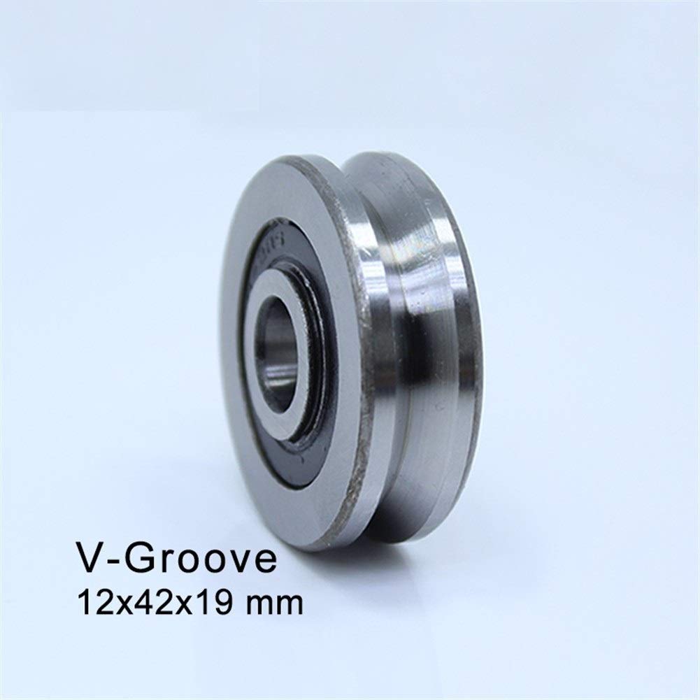 Rodamientos de rodillos V124219 Rodamiento bolas sellado con ranura en V 12x42x19mm V10/4 V11/4 V12/4 V13/4 V14/4 V15/4 guía for riel(124219V12 4 2PCS)