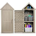 ASKPASS Outdoor Storage Shed,Resin Storage Cabinet with Lockable Door,Removable Shelves,Reinforced Floor,Durable and Weatherproof Shed for Backyard Garden Patio Lawn(Grey)