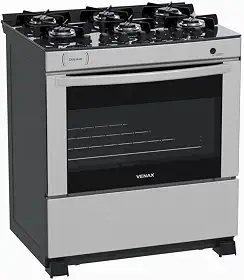 Fogao 6 Bocas Venax Delplus Vitreo Bl Inox Gas Glp