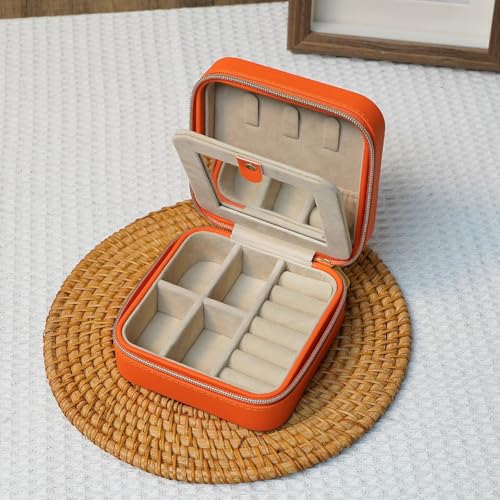 Boîte à bijoux moderne compartimentée avec feutre pour colliers - 6