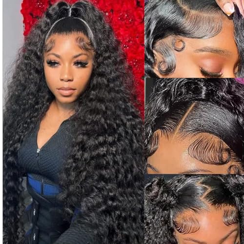 TONHONK 32 Inch 13x6 Deep Wave Lace Front Wigs Human