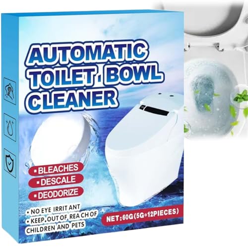 12PCS Ultra Strong Toilet Cleaner and Descaler Tablets,Powerful Limescale Remover,Foaming Action Stain Cleaner with Fresh Citrus Scent,For Bowl and Cistern Deep Cleaning
