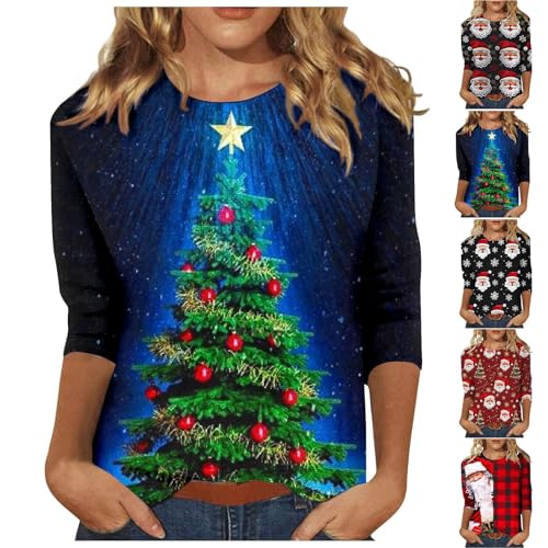 Weihnachtspullover Damen Lustig Weihnachtspulli Glitzer Tannenbaum...