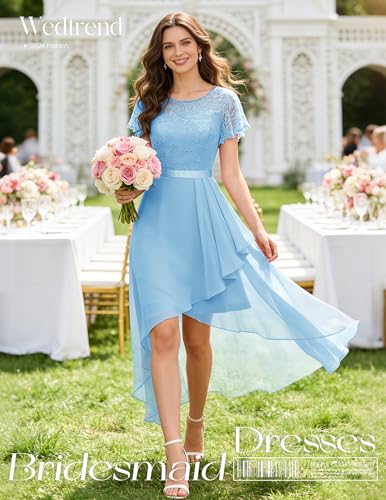 Image of Wedtrend Women's Formal Wedding Guest Dress Ruffle Bridesmaid Dress Flutter Sleeve Prom Dresses for Teens