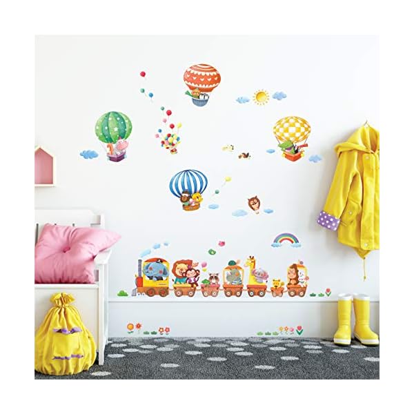 DECOWALL DS-8006P8024 Train Animaux et Montgolfières (Petit) Autocollants Muraux Mural Stickers Chambre Enfants Garderie… – Bild 3