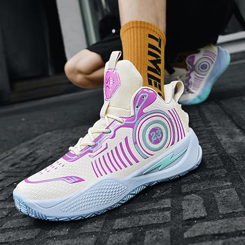 Image of Men's High-Top Basketball Shoes Anti-Slip and Wear-Resistant Soles Running Shoes Graffiti Design Fashionable Sports Shoes