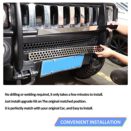 Image of Front Grill Mesh Inserts for Hummer H3 2005-2009 Accessories, Front Bumper Air Inlet Vent Center Grille Cover Bug Screen Deflector, Front Grill /Mesh Grille Grid Inserts Cover Panel Trim