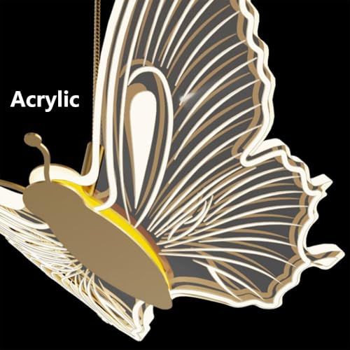 Lustre LED papillon en acrylique cristal et finitions dorées luxueuses - 6