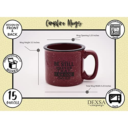 Dexsa Campfire Ceramic Coffee Mug With Inspiring Quote - Burgundy Speckled Classic Coffee Cup | Holds 15 Ounces | Be Still And Know That I Am God. Psalm 46:10 #TOP4