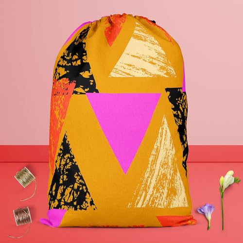 Image of ArtzFolio Mixed Triangled D3 | Reusable Sack Bag | Bag for Gym, Storage, Vegetable & Travel