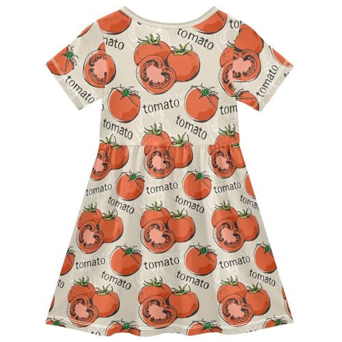 Tomato Hand Drawn Food Girls Dresses, Summer Dresses for Toddler Girls Dress Size 2-8T2