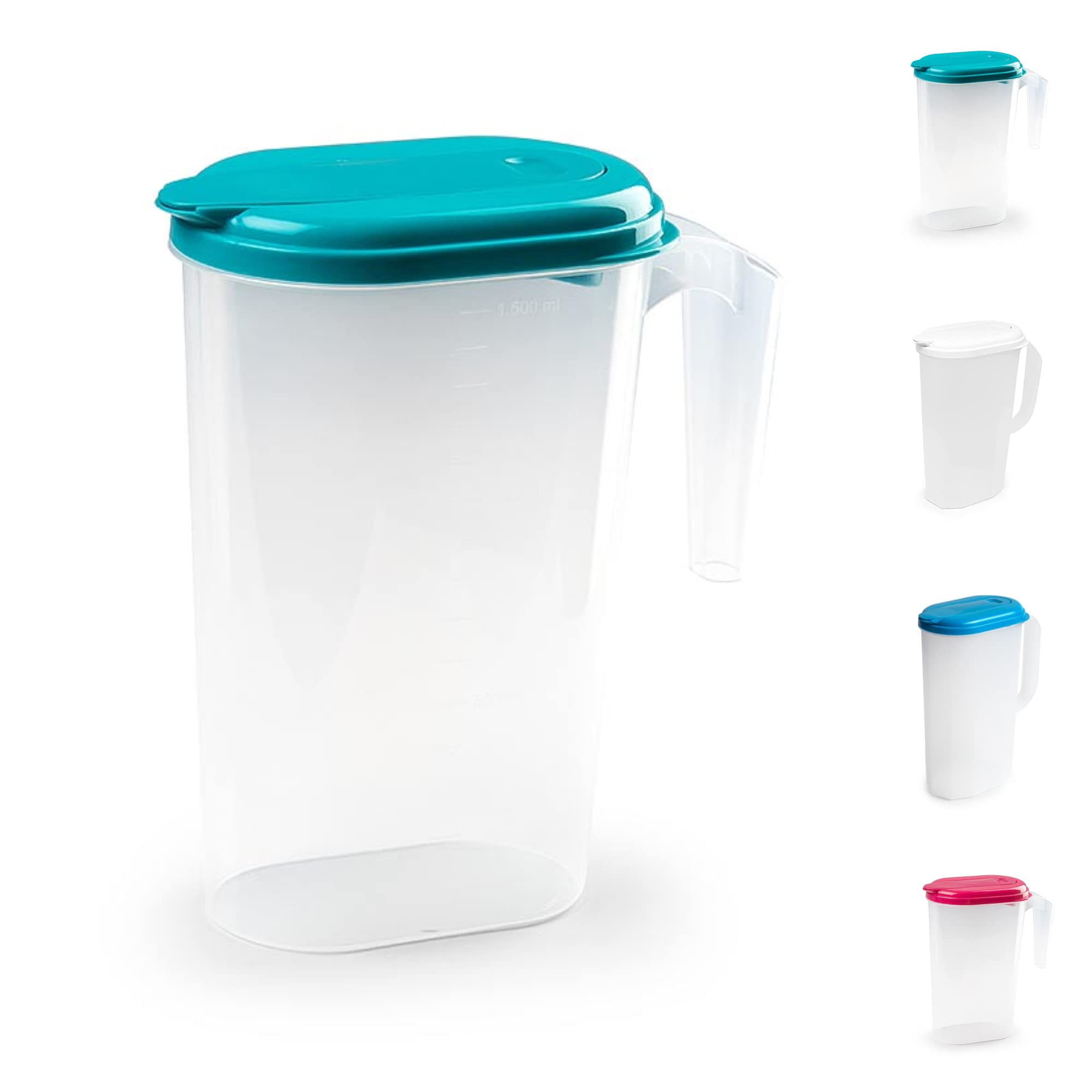 1.6L Plastic Jug, Juice Pitcher with Lid and Handle for Liquids