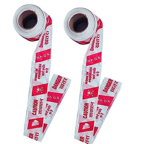 Image of SINGHAL Caution Tape Roll 200 Meter 3 inch Inch Red and White, Barricade Tape Non-Adhesive Warning Tape Waterproof Polyethylene Material 200 mtr (200 mtr Combo Pack of 3)