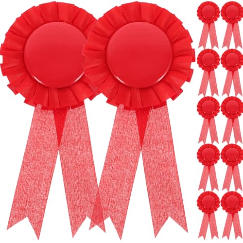 Badges SECFOU rouges en tôle et satin lot de 20 vierges pour cafés