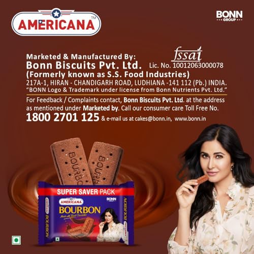 Image of Americana Premium Bourbon Chocolate Sandwich Biscuits, 500g x 2 Packet = 1kg - Rich Creamy Filling, Crispy Cocoa Biscuits, Vegetarian Tea Time Snack