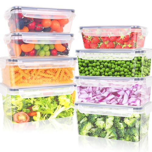 Kottwca Frischhaltedosen mit Deckel 1200ml, 8-teilige Tupperdosen Set PP-Material (5 Behälter+5 Deckel)
