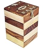 ITOS365 Handcrafted Wooden Money Bank Safe Kids Piggy Coin Holder Box Gifts