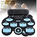 Roll Up Drum Pad Machine Dual Speakers Rechargeable Silicone Hand Rolled Drum Pad with Folding Pedal
