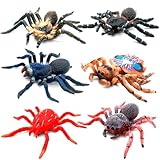 6 Pack Realistic Stretchy Rubber Spider Toys - Soft Plastic Halloween Decorations, Scary Prank Props, Party Favors Toys for Kids Halloween Birthday (6 PCS)