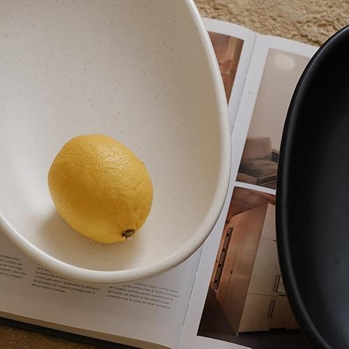 Vista 25 de WENSHUO Frutero de cerámica de tres patas para encimera de cocina, cuenco decorativo para decoración de mesa, cuencos grandes ovalados de 10 Crema