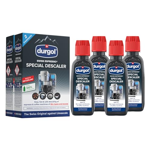 Durgol Swiss Espresso, Descaler and Decalcifier for All Brands of Espresso Machines and Coffee Makers, 4.2 Fluid Ounces (Pack of 4)